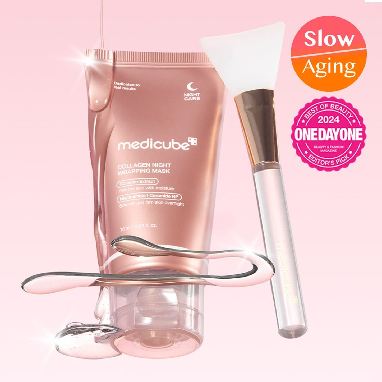 [medicube] Collagen Night Wrapping Mask Set + Firming & Hydration | 75ml + Jelly Brush | GlowLab