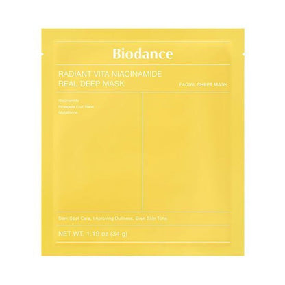 [BIODANCE] Radiant Vita Niacinamide Real Deep Mask | Brightening & Hydrating Hydrogel Sheet Mask | 4 Sheets