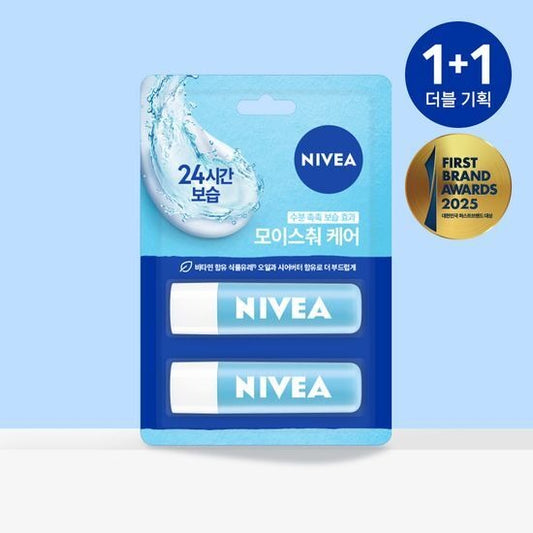 [NIVEA] Moisture Care Lip Balm – Soft Hydrating Finish – 4.8g x 2