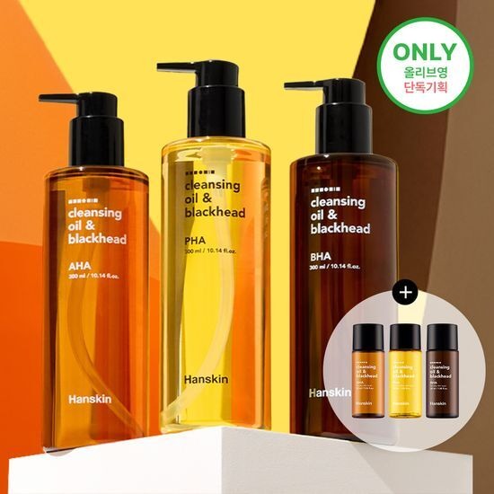 [Hanskin] Cleansing Oil & Blackhead 3 Types (AHA / BHA / PHA) | 300ml | Olive Young Exclusive Set