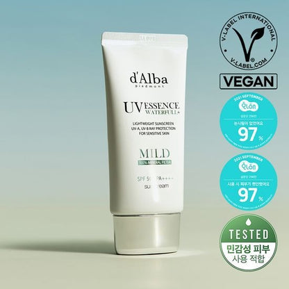 [d’Alba] Waterfull Mild Sun Cream SPF50+ PA++++ | Lightweight Vegan Daily Sunscreen 50 ml