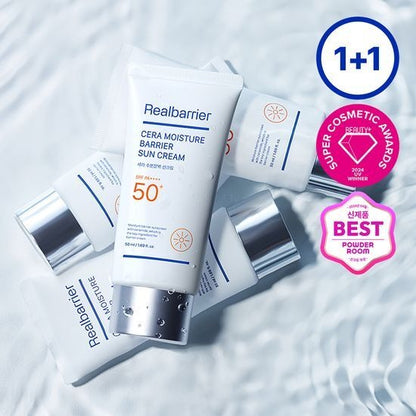 [Real Barrier] Cera Moisture Barrier Sun Cream SPF50+ PA++++ | Hydrating & Skin Barrier Care | 50ml x2
