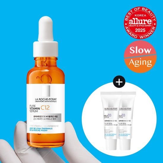 [La Roche-Posay] Pure Vitamin C12 Serum Set | 30ml + Melasyl B3 Serum 3ml×2 | Radiant & Hydrating Skin Care