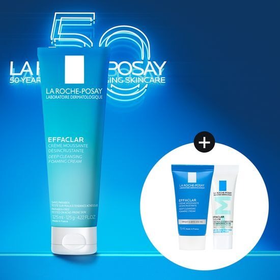 [La Roche-Posay] Effaclar Cleansing Foaming Cream Set | 125ml + 15ml + Effaclar Duo 3ml | Gentle Purifying & Hydrating Care