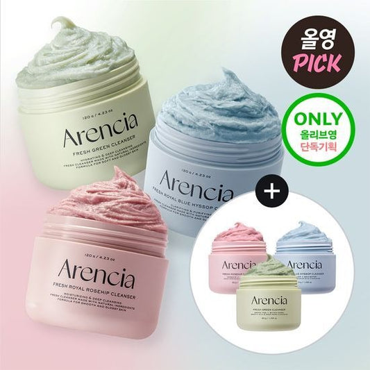 [Arencia] Fresh Tteok Soap Cleanser Trio Set | Green, Rosehip & Blue | 120g + 15g Gift Set | GlowLab