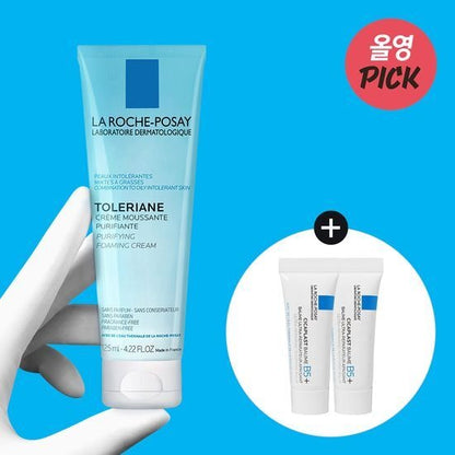 [La Roche-Posay] Toleriane Foaming Cleanser – Soft Refreshing Foam | 125ml + Cicaplast Baume 3ml x2 (Gift) | GlowLab