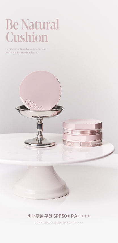 [espoir] Be Natural Cushion Set + Refill | Sheer Glow Vegan Formula SPF50+ PA++++