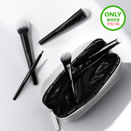 [JUNG SAEMMOOL] Masterclass Face Brush Portable Kit Smooth Finish | 5 Brushes + Pouch