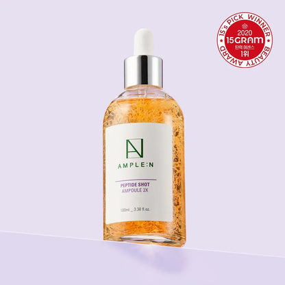 [AMPLE:N] Peptide Shot 2X Pore & Firming Ampoule 100ml – Lightweight Peptide Serum for Smooth, Refined-Looking Skin