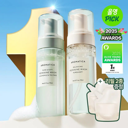 [Aromatica] Pure & Soft Feminine Wash 170ml | Gentle Daily & Refreshing Care (3 Types – Duo / Refill)