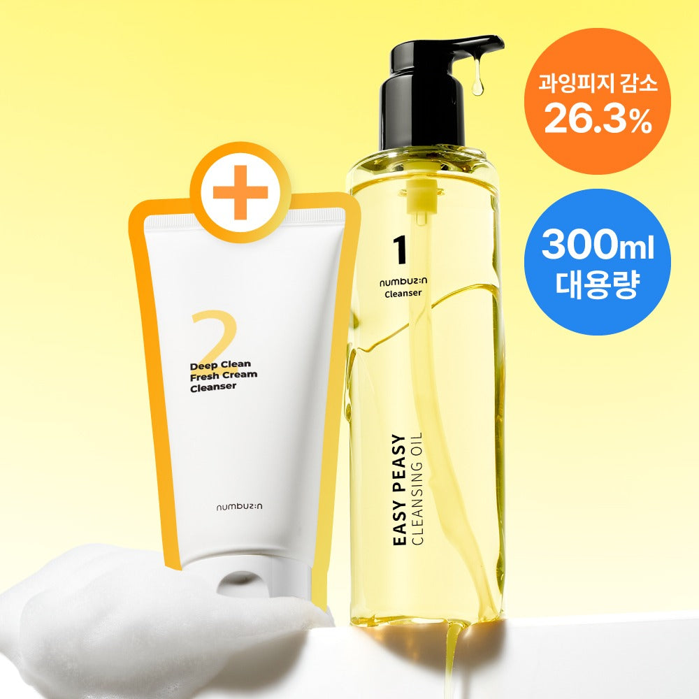 [numbuzin] No.1 Easy Peasy Cleansing Oil Fresh Finish 300 ml (+ Deep Clean Fresh Cream Cleanser 120 ml)