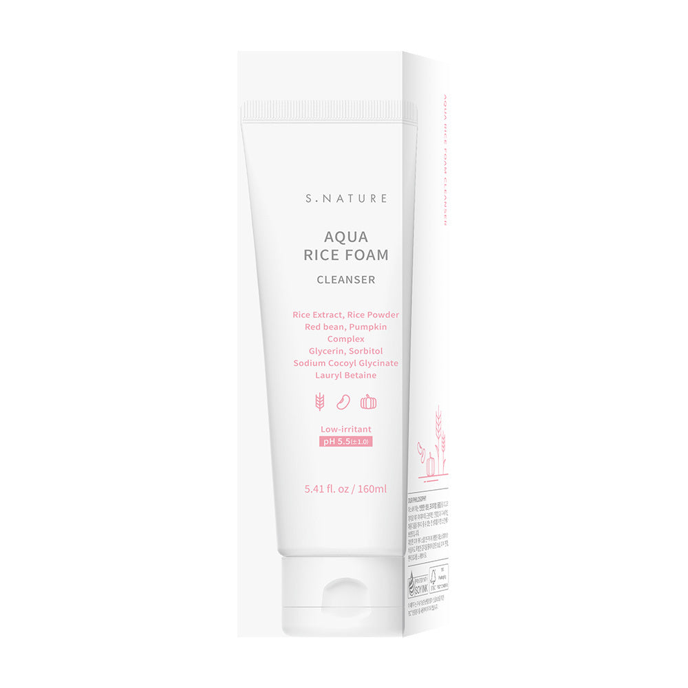 [S.NATURE] Aqua Rice Low-pH Cream-to-Foam Cleanser Soft Hydrating Finish 160 ml