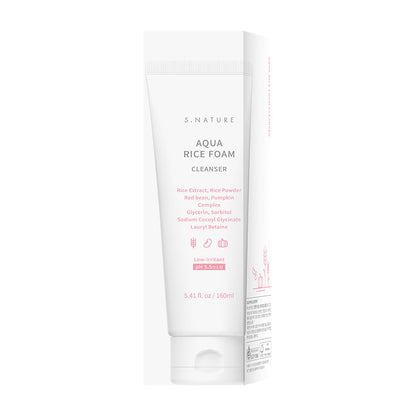 [S.NATURE] Aqua Rice Low-pH Cream-to-Foam Cleanser Soft Hydrating Finish 160 ml