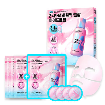 [mamonde] Rose PHA Hydrogel Mask Radiant Glow Finish 4-Count Set
