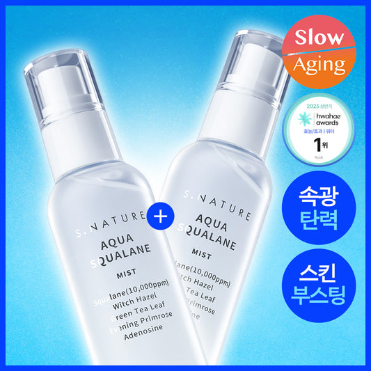 [S.NATURE] Aqua Squalane Face Mist – Fine Hydrating Glow Finish (100 ml × 2)