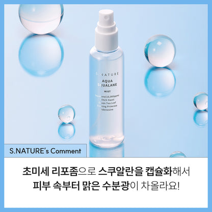 [S.NATURE] Aqua Squalane Facial Mist Lightweight Hydrating Glow Finish 100 ml
