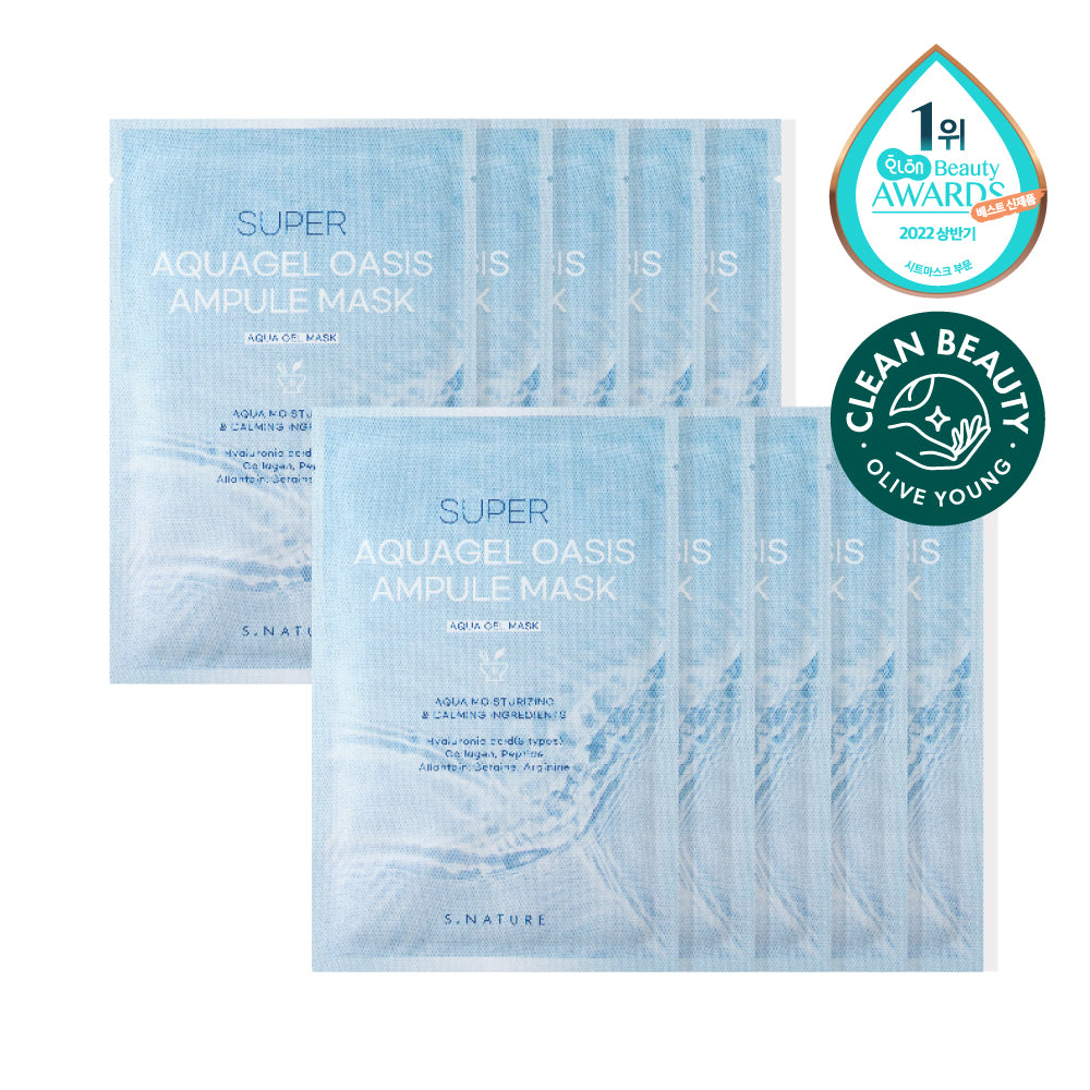 [S.NATURE] Super Aquagel Oasis Ampoule Mask Hydrating Glow Finish 10 Sheets