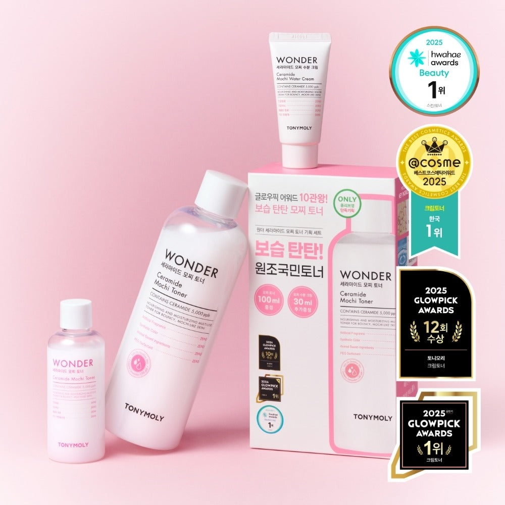 [TONYMOLY] Ceramide Mochi Toner Hydrating Soft Texture Set 630ml (500ml + 100ml + 30ml Cream)