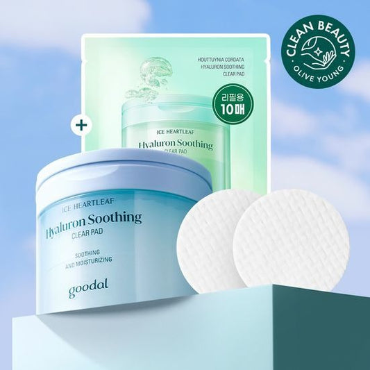[Goodal] Heartleaf Hyaluron Soothing Clear Pad | Cooling &amp; Hydrating Toner Pads 70ea + 10ea (Exclusive Set)