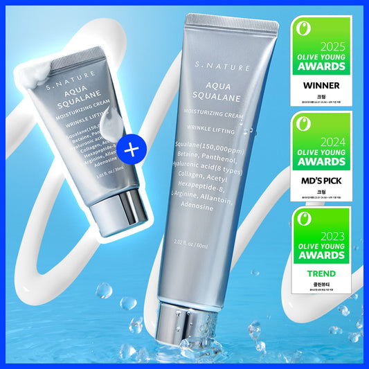 [S.NATURE] Aqua Squalane Moisturizing Cream Lightweight Comfort Finish Set | 60ml + 30ml