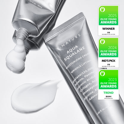 [S.NATURE] Aqua Squalane Moisturizing Cream Lightweight Comfort Finish Set | 60ml + 30ml