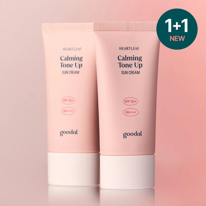 [Goodal] Heartleaf Calming Tone Up Sun Cream | Hydrating &amp; Bright Finish SPF 50+ PA++++ 50mL x2 Set