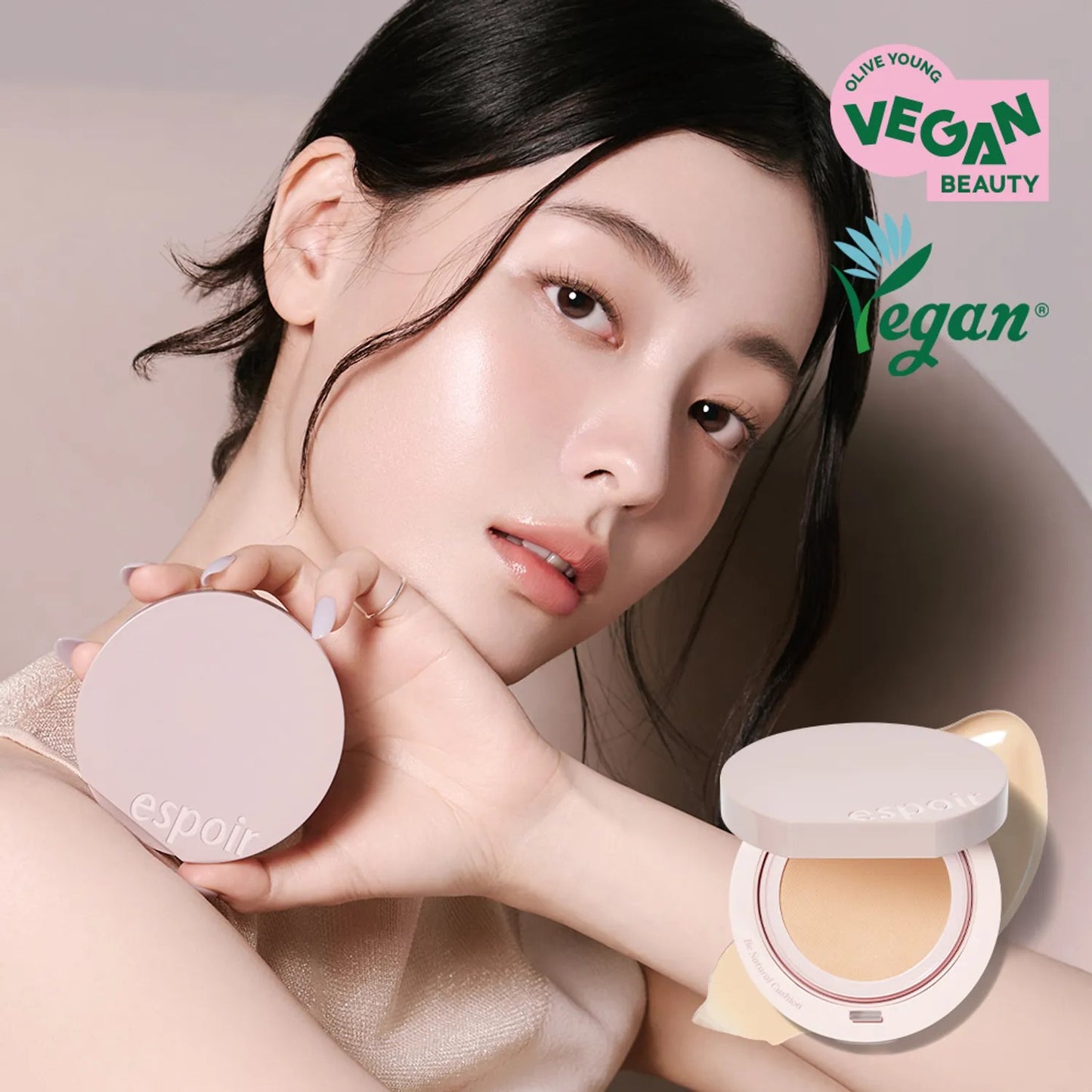 [espoir] Be Natural Cushion Set + Refill | Sheer Glow Vegan Formula SPF50+ PA++++