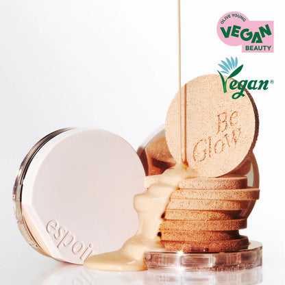 [espoir] Be Glow Volume Cushion Set with Refill &amp; Tone Pairing Cheek #Pink Icing | Vegan Radiant Finish